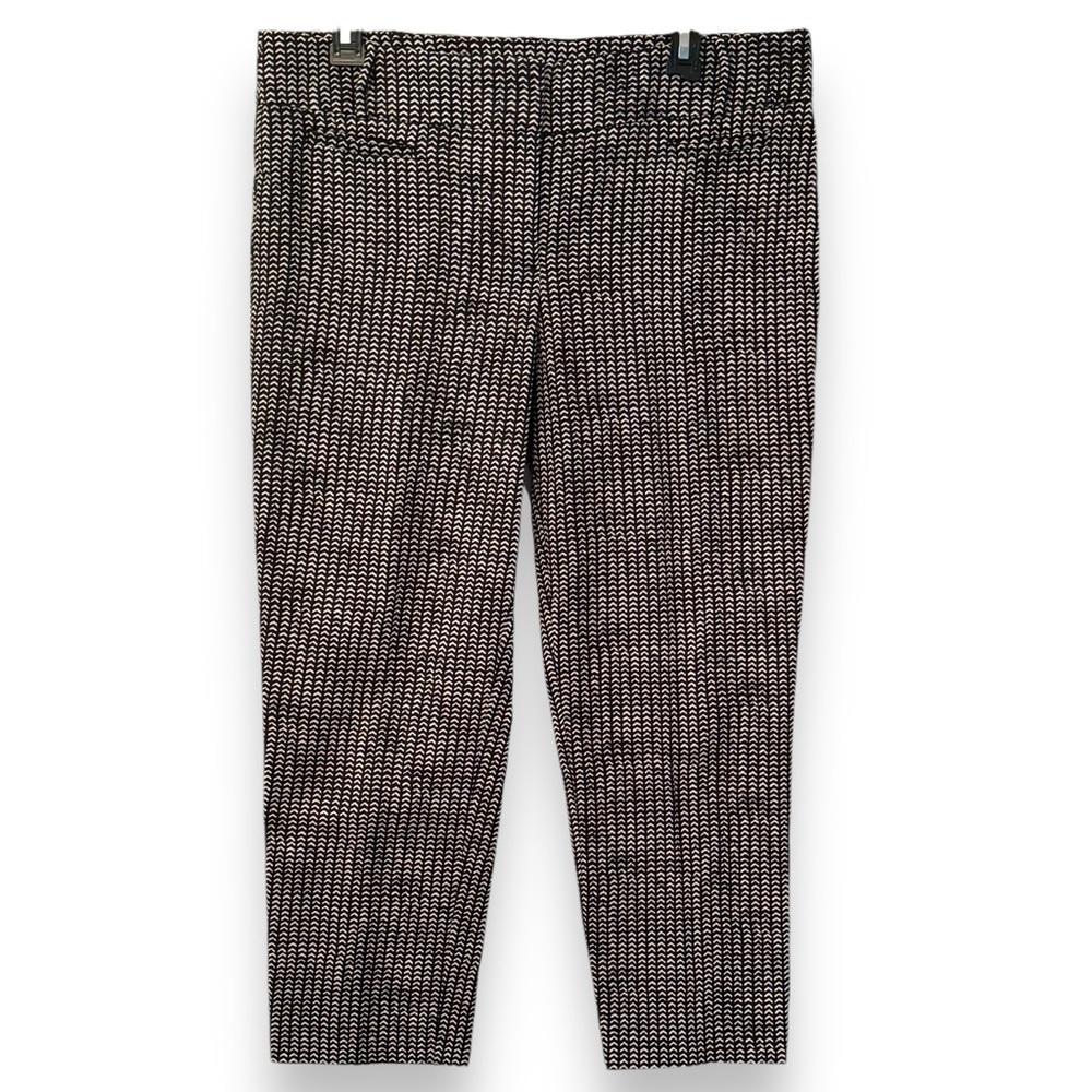 Ann Taylor LOFT Sz 10 Marisa Black/White Geometric Cropped Cotton/Spandex Pants